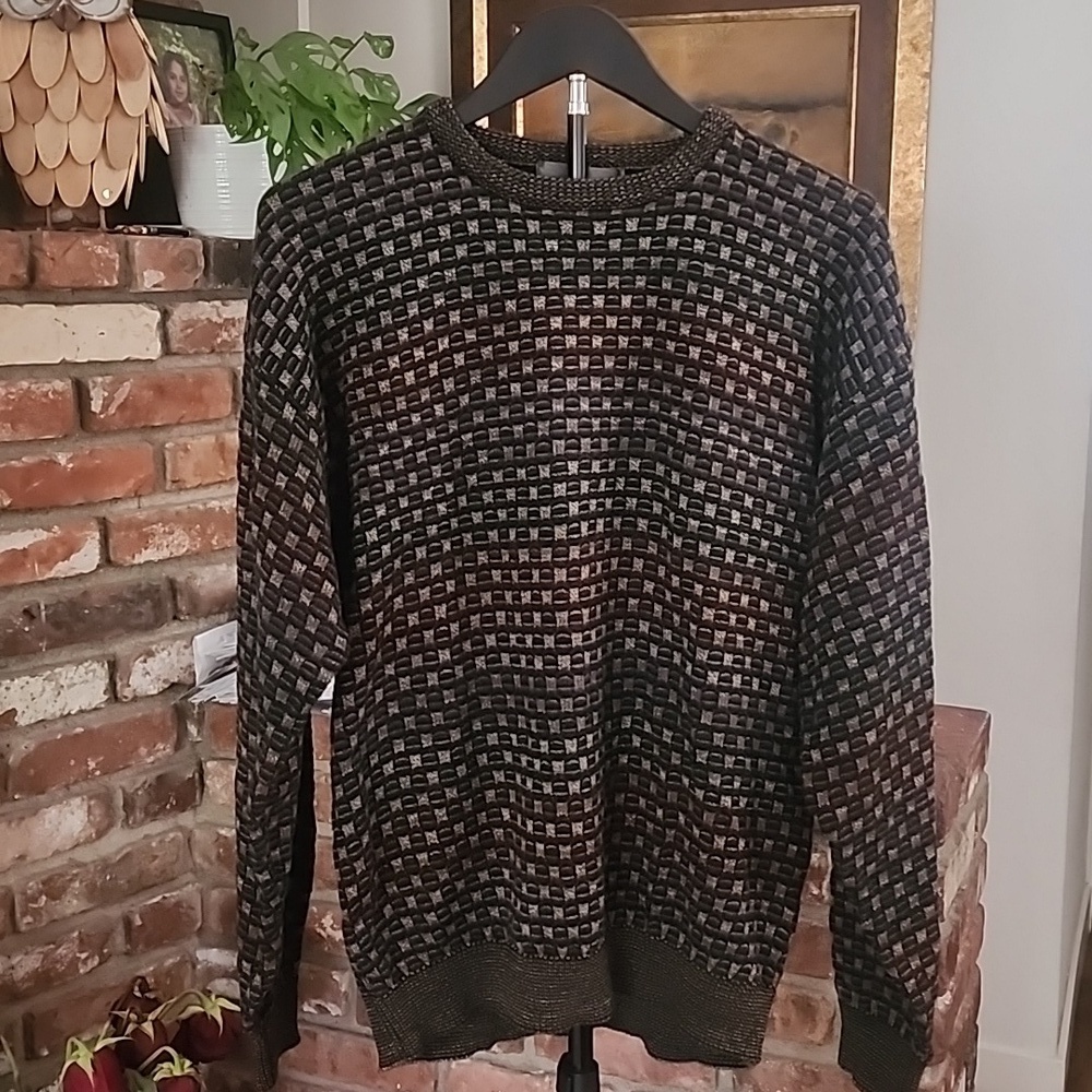 Cape Allegro Vintage Retro Geometric Knit Sweater Pullover Grandpa Core Eclectic